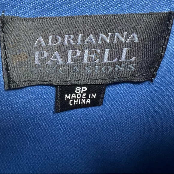 Adrianna Papell Dress Womens 8P Blue Tiered Layered Sleeveless V Neck Cocktail - Picture 9 of 13